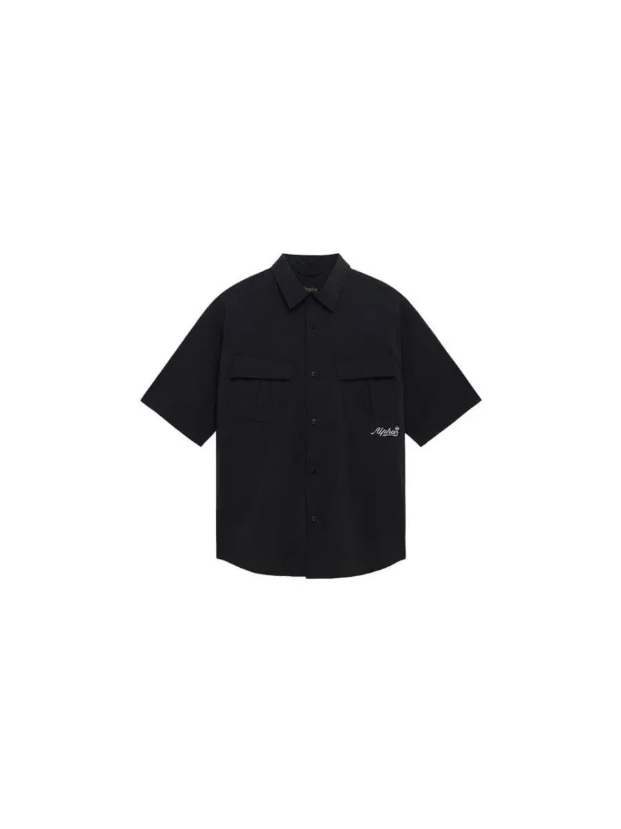 Мужская рубашка свободного кроя с коротким рукавом с графикой Alpha Industries — изображение 2 из 3, черный