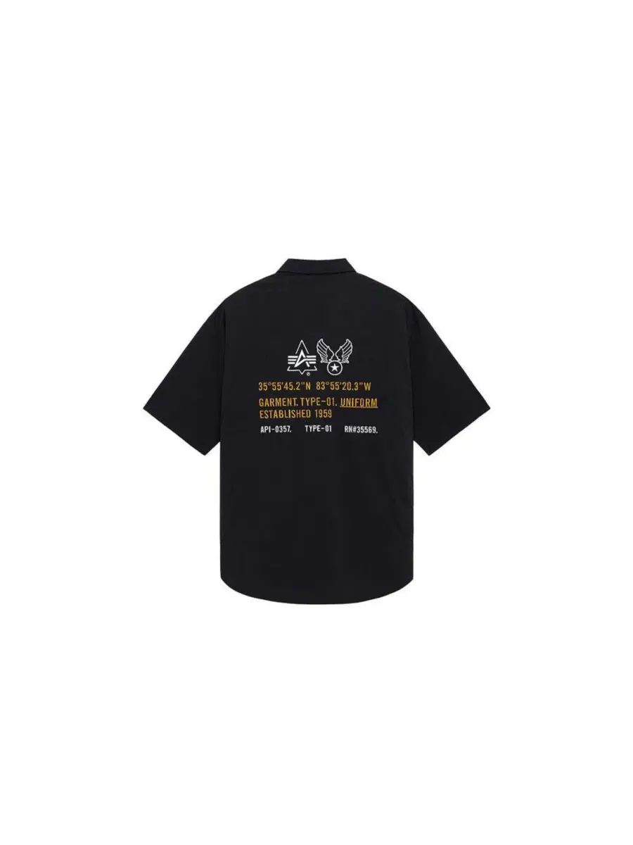 Мужская рубашка свободного кроя с коротким рукавом с графикой Alpha Industries — изображение 3 из 3, черный