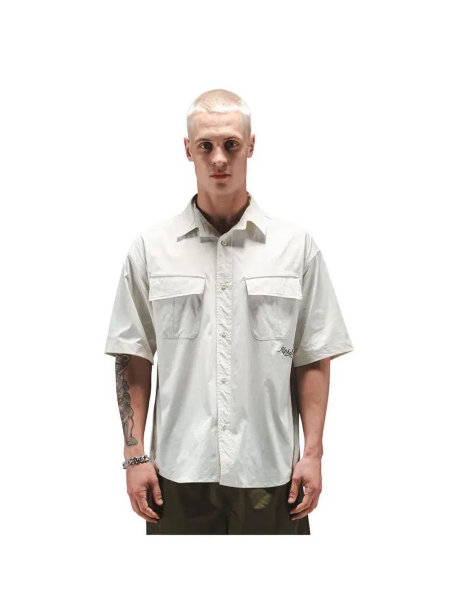 Мужская рубашка свободного кроя с принтом Alpha Industries — белый