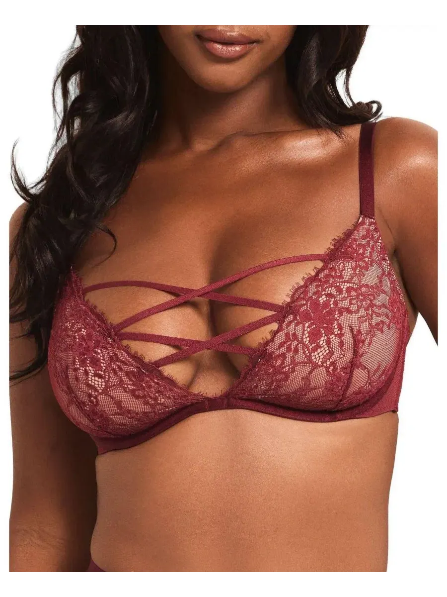 Бюстгальтер с контурной чашкой Mila Contour Plunge Adore Me — изображение 1 из 3, темный красный