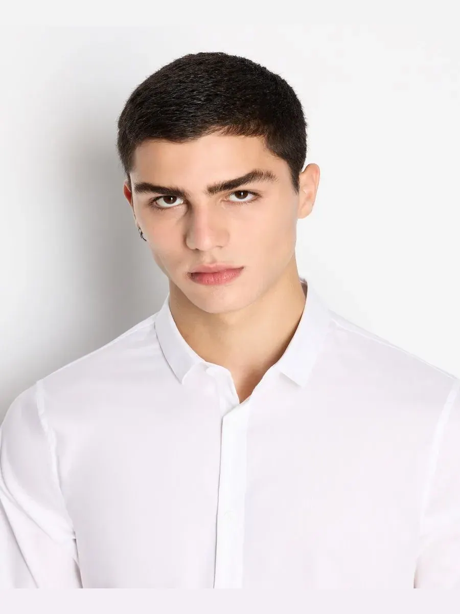 Мужская рубашка slim fit из ультрастретч лиоцелла с длинным рукавом A|X Armani Exchange — изображение 2 из 5, белый