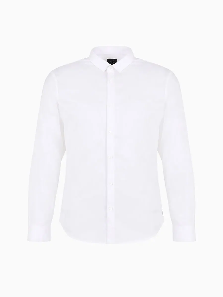 Мужская рубашка slim fit из ультрастретч лиоцелла с длинным рукавом A|X Armani Exchange — изображение 3 из 5, белый