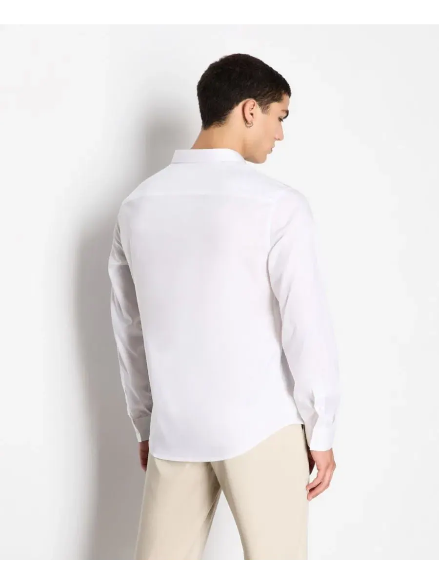 Мужская рубашка slim fit из ультрастретч лиоцелла с длинным рукавом A|X Armani Exchange — изображение 4 из 5, белый