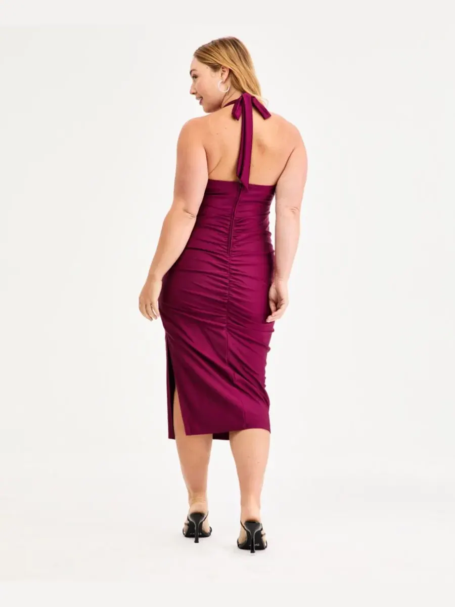 Платье миди без рукавов Pleated Bodice Halter Emerald Sundae — изображение 3 из 6, фиолетовый