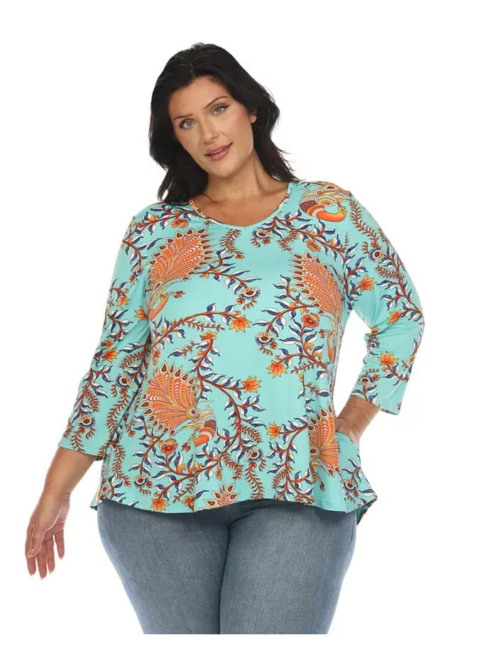 Яркая богемная блуза свободного кроя Plus Size White Mark