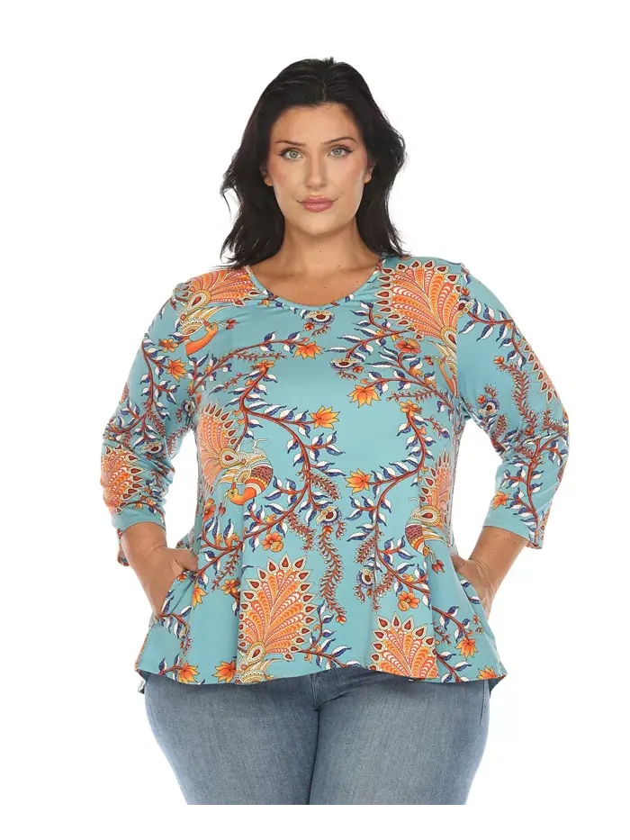 Яркая богемная блуза свободного кроя Plus Size White Mark