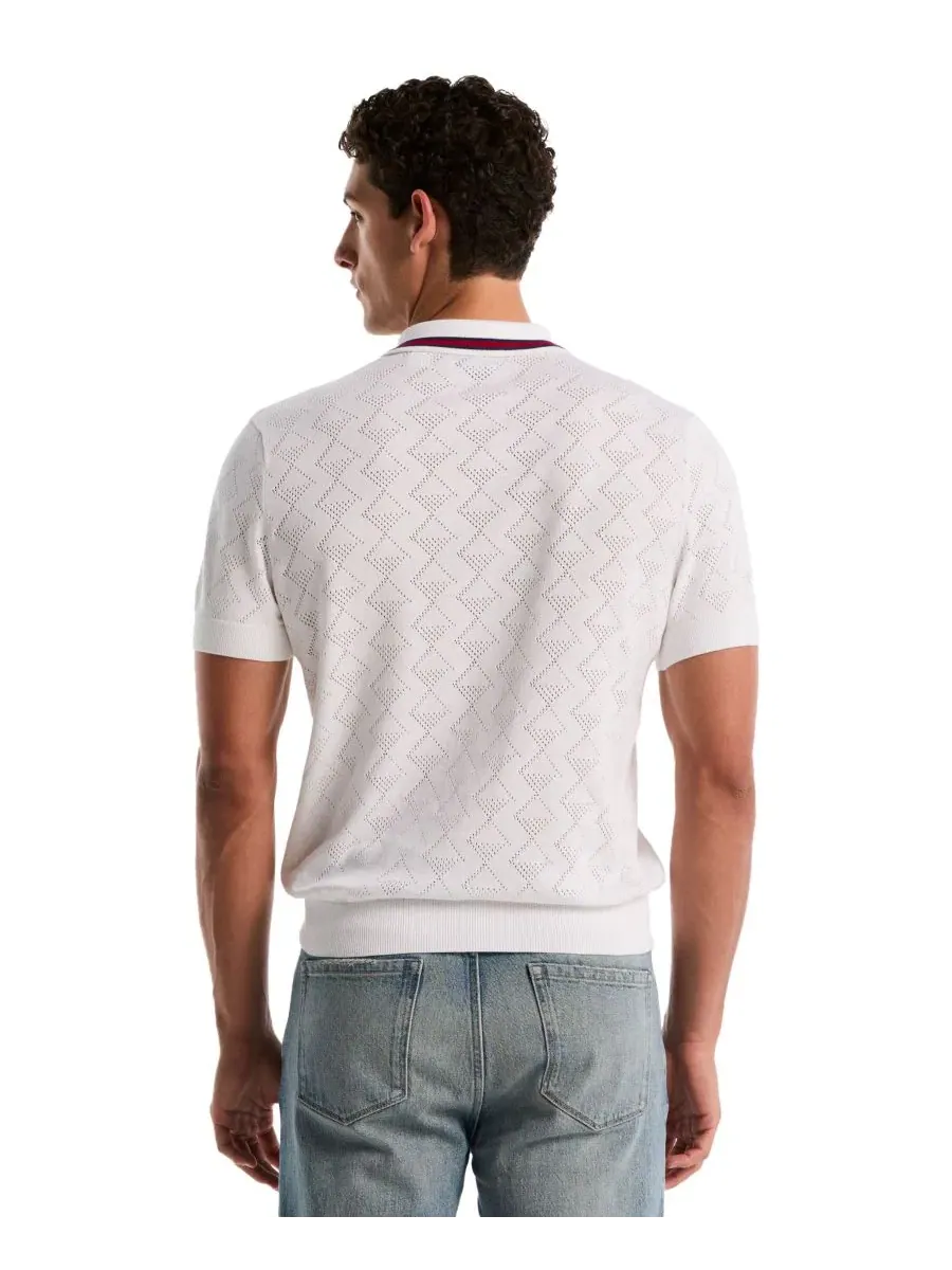 Поло с геометрической перфорацией, слим-фит, с коротким рукавом Original Penguin — изображение 5 из 5, яркий белый