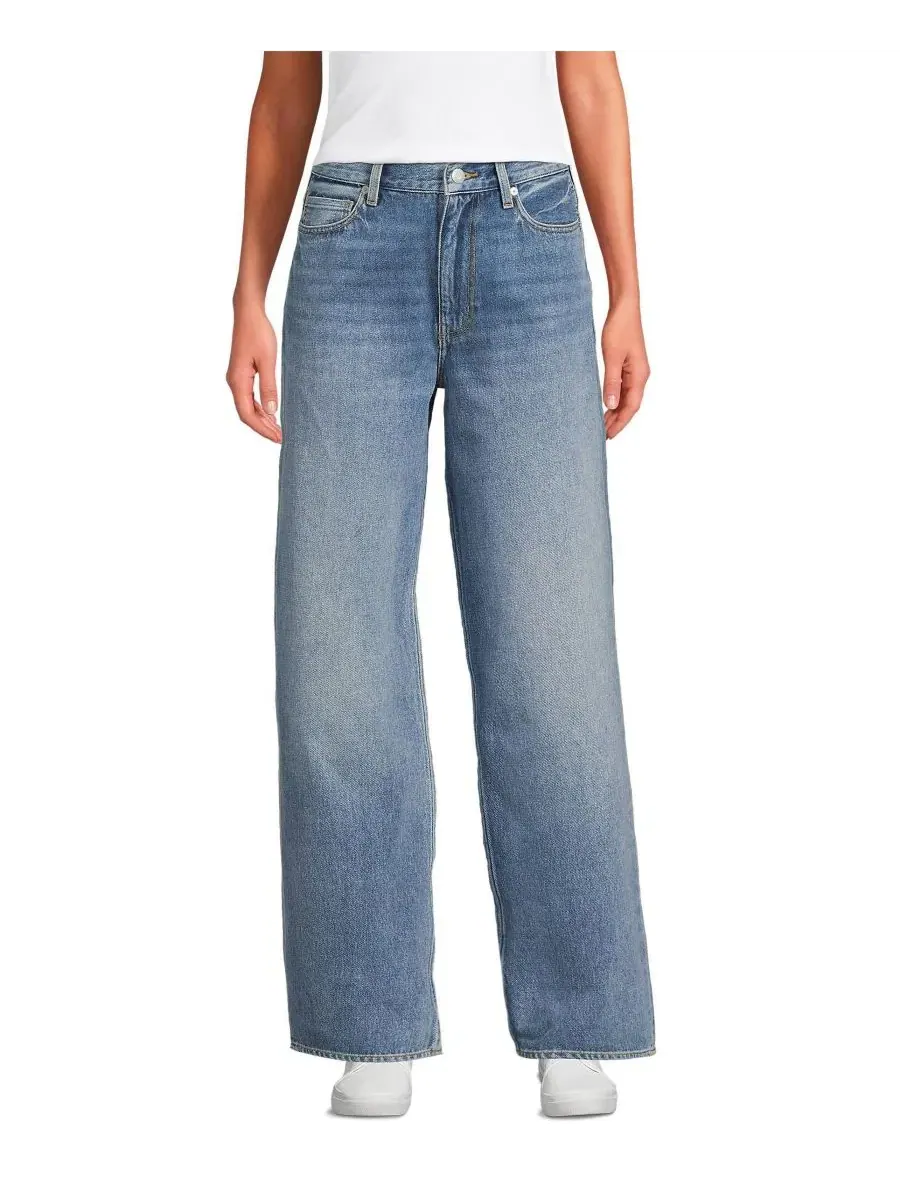 Джинсы свободного кроя Petite Rigid Denim Mid Rise Baggy Jeans Lands' End