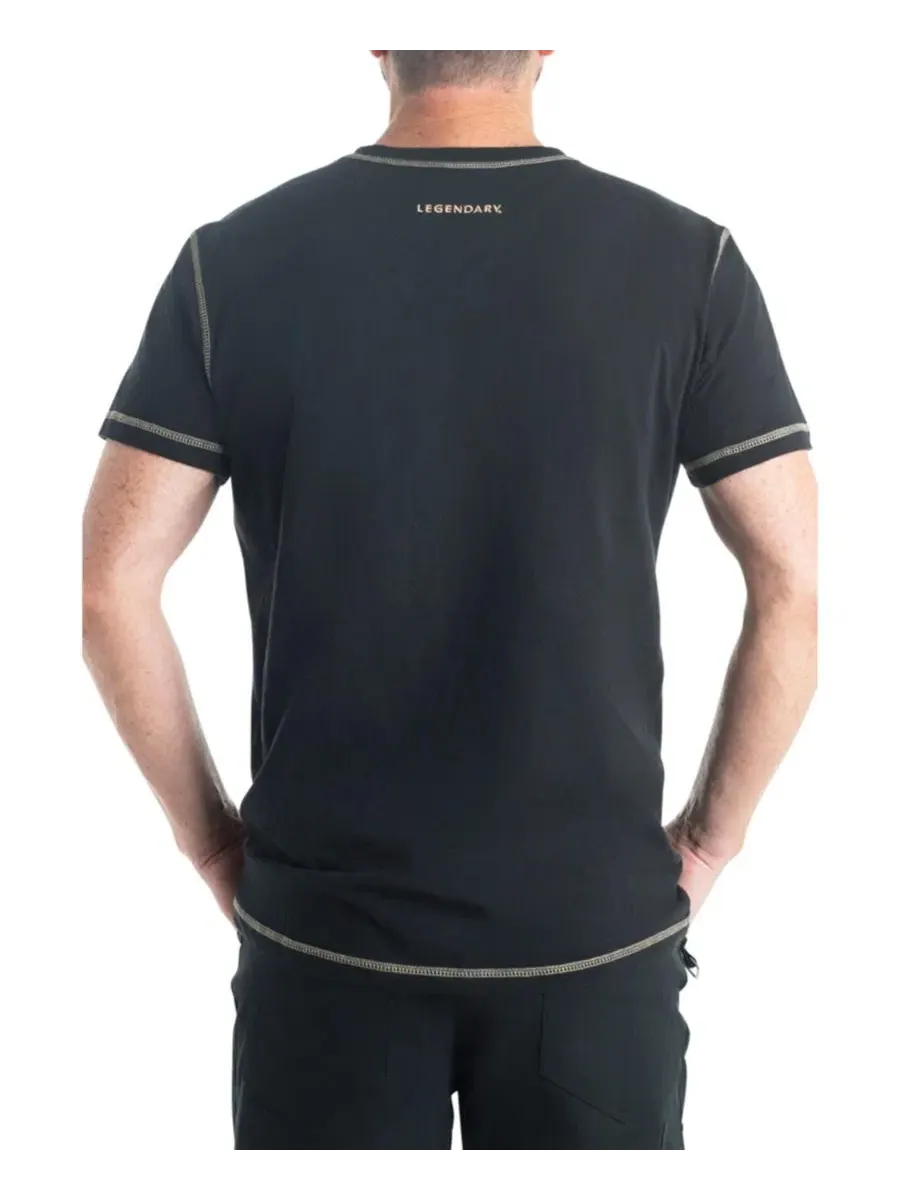 Мужская рубашка-поло Maverick Slub Henley с коротким рукавом Legendary Whitetails — изображение 2 из 5, черный