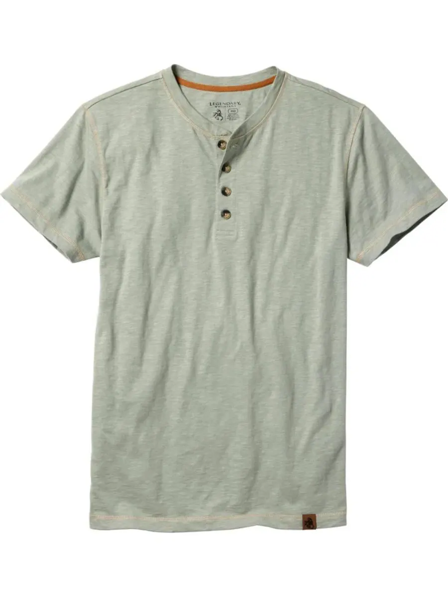Мужская рубашка-поло с коротким рукавом Maverick Slub Henley Legendary Whitetails — изображение 4 из 6, зеленый