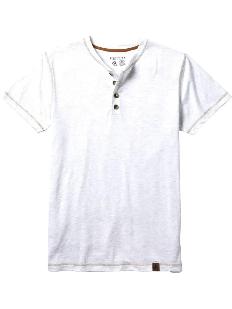 Мужская рубашка-поло с коротким рукавом Maverick Slub Henley Legendary Whitetails — изображение 4 из 4, слоновая кость