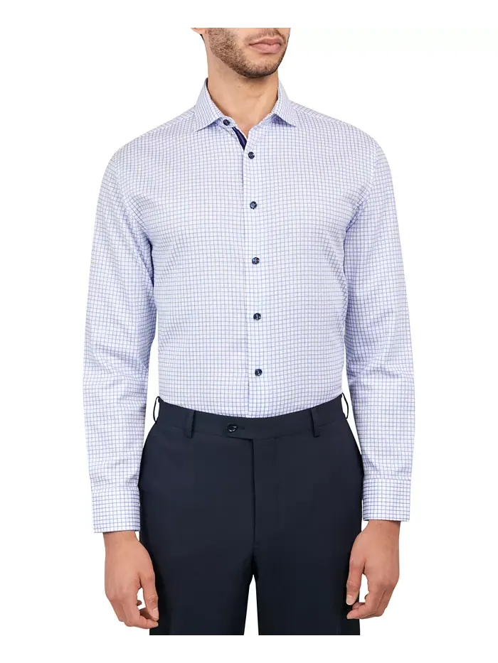 Мужская классическая рубашка Regular-Fit Mini-Check MICHELSONS OF LONDON — синий