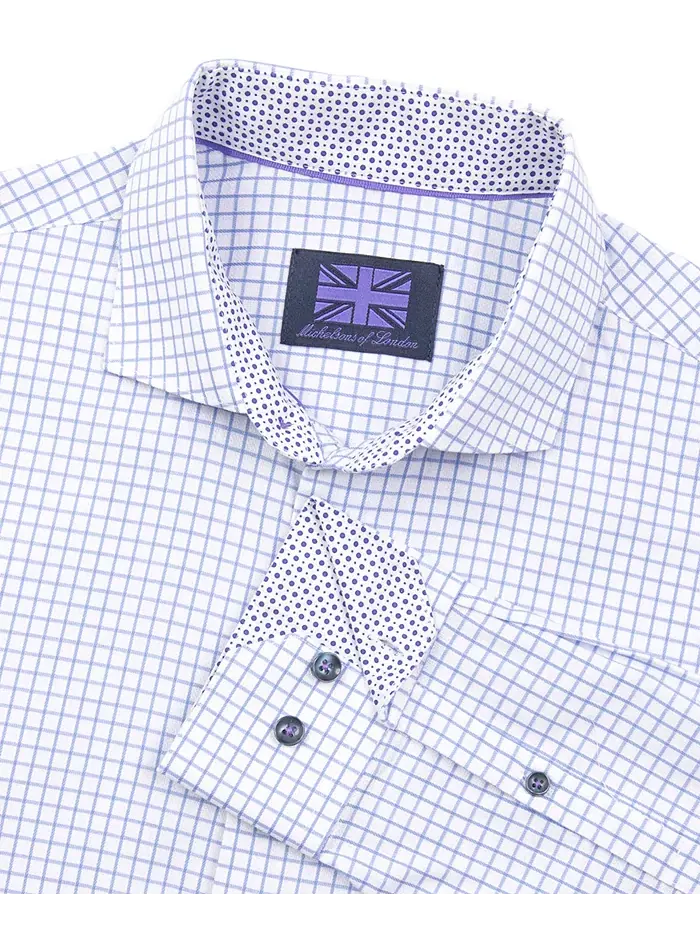 Мужская классическая рубашка Regular-Fit Mini-Check MICHELSONS OF LONDON — изображение 4 из 5, синий