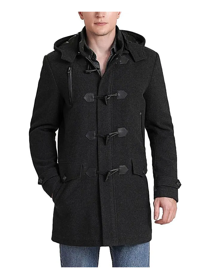 Пальто BGSD Tyson Wool Blend Leather Trimmed — изображение 1 из 3, черный