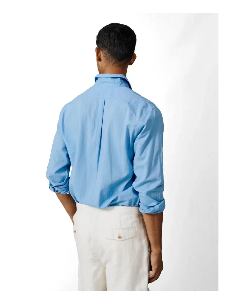 Мужская рубашка свободного кроя Grainsby Linen Cotton Relaxed Shirt Aubin — изображение 3 из 5, бледный синий