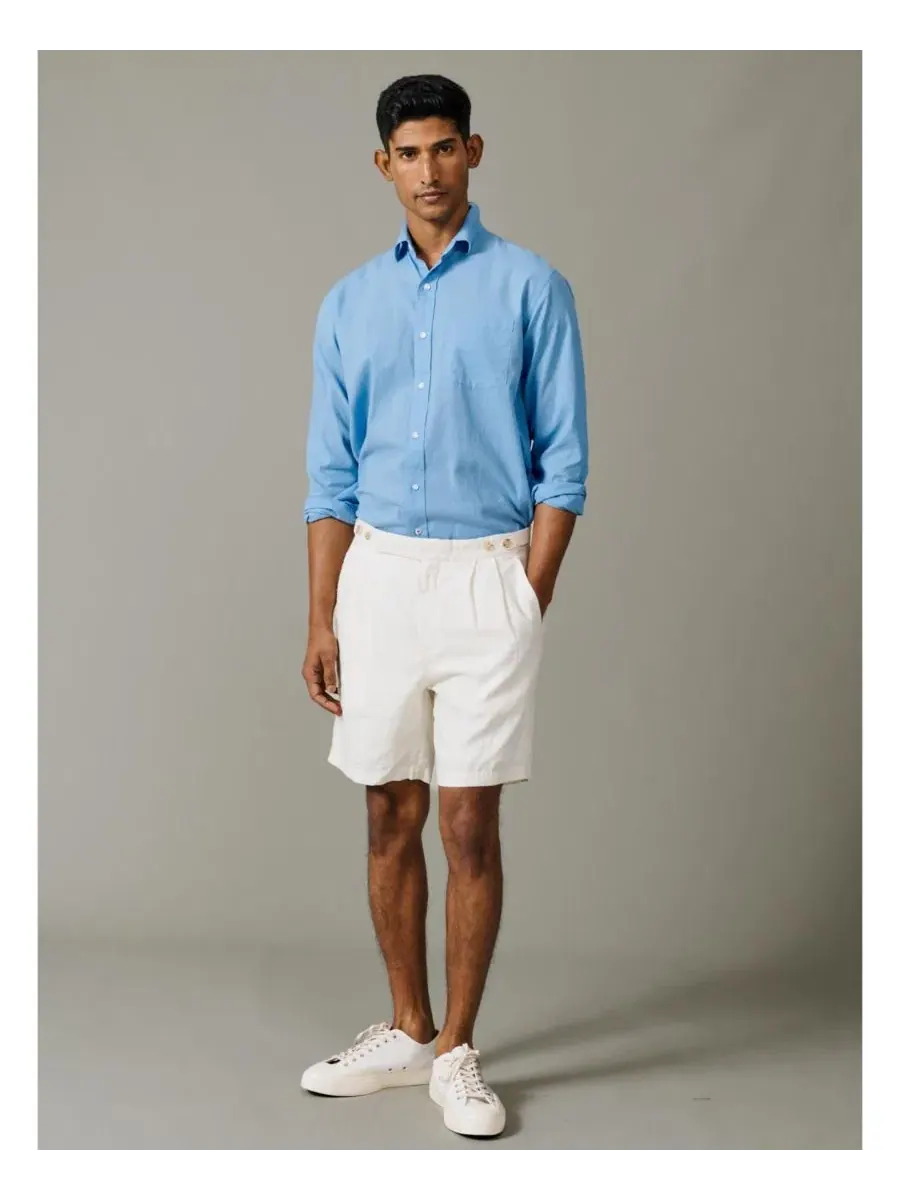 Мужская рубашка свободного кроя Grainsby Linen Cotton Relaxed Shirt Aubin — изображение 4 из 5, бледный синий