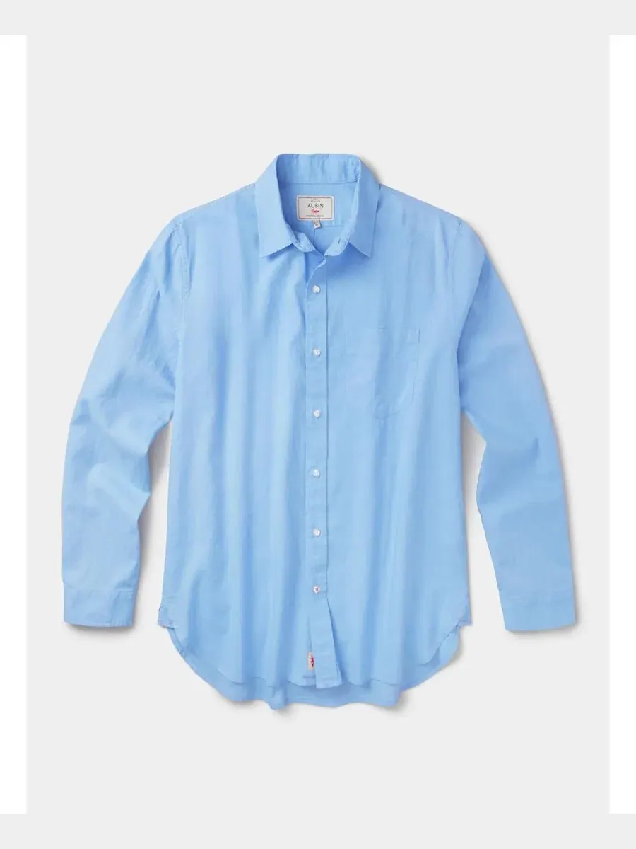 Мужская рубашка свободного кроя Grainsby Linen Cotton Relaxed Shirt Aubin — изображение 5 из 5, бледный синий