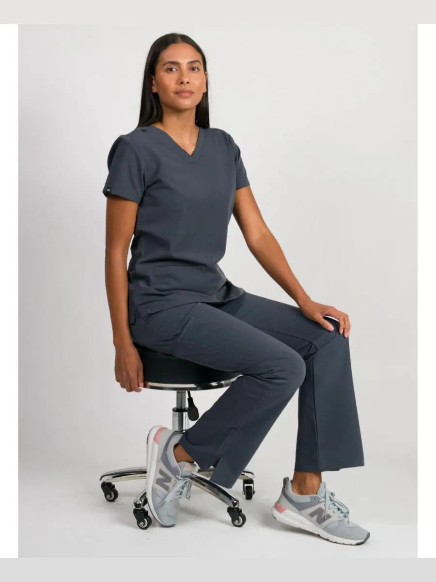 Женские медицинские брюки-клеш Sydney Medgear — изображение 2 из 3, темный серый