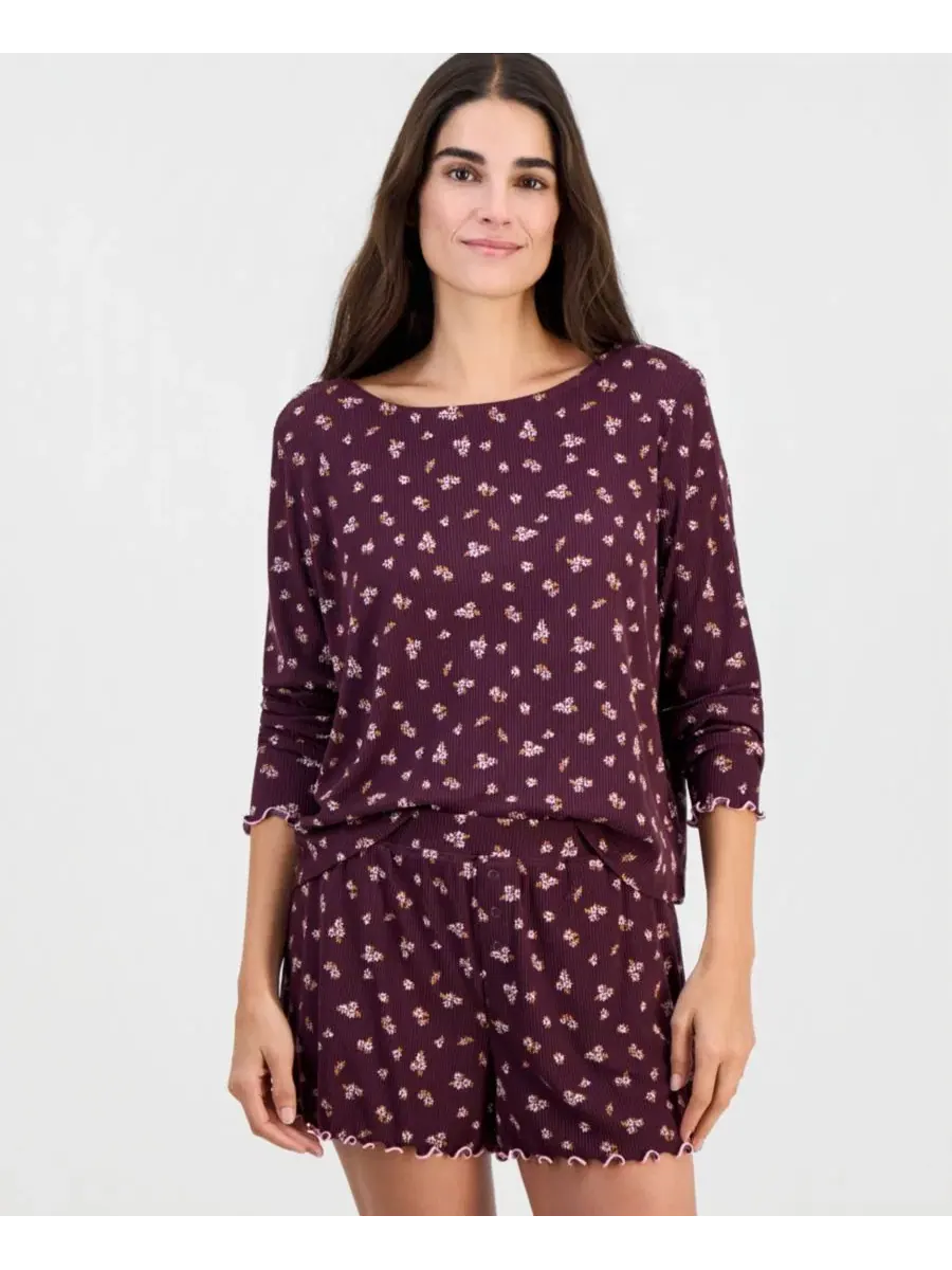 Комплект пижамы с длинным рукавом Roudelain, Delicate Ditsy/ Dark Fig — изображение 3 из 4