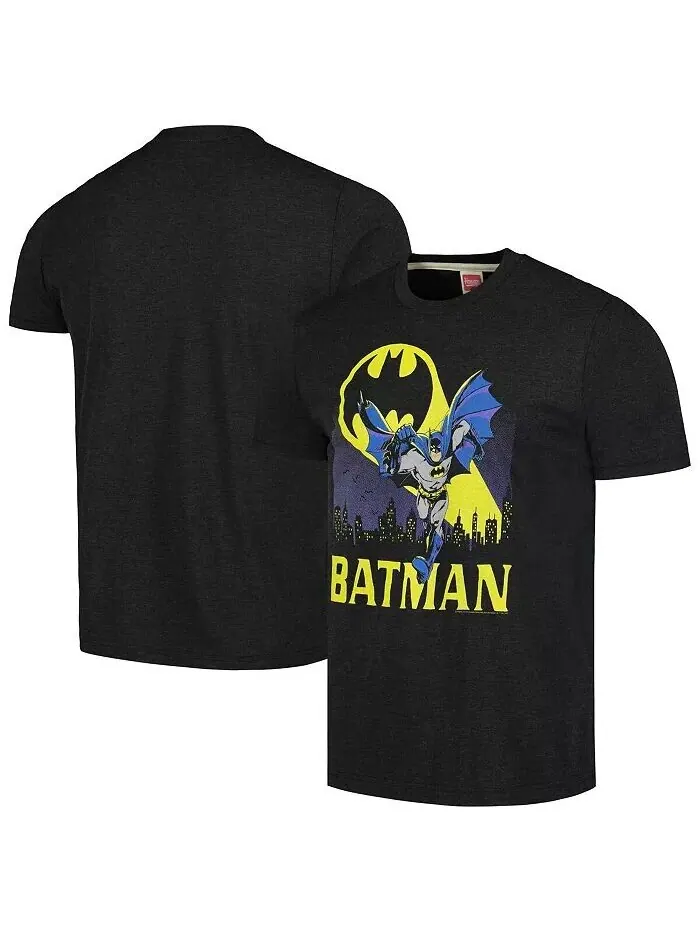 Мужская и женская темно-серая футболка Tri-Blend с рисунком Бэтмена Homage — серый