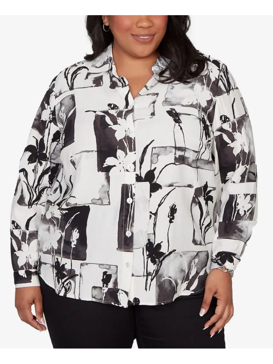 Блузка с цветочными нашивками Crowd Pleaser Floral Patchwork Alfred Dunner