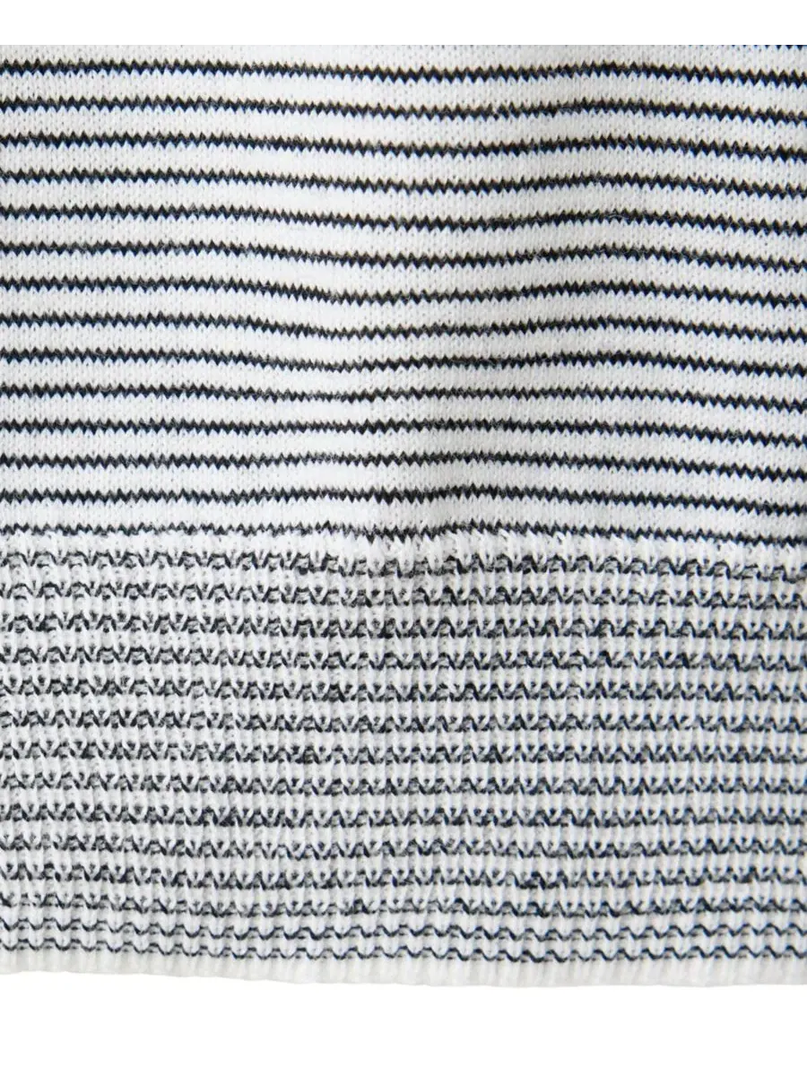 Свитер-поло женский с коротким рукавом, модель Striped Polo MANGO — изображение 6 из 7, темно-синий