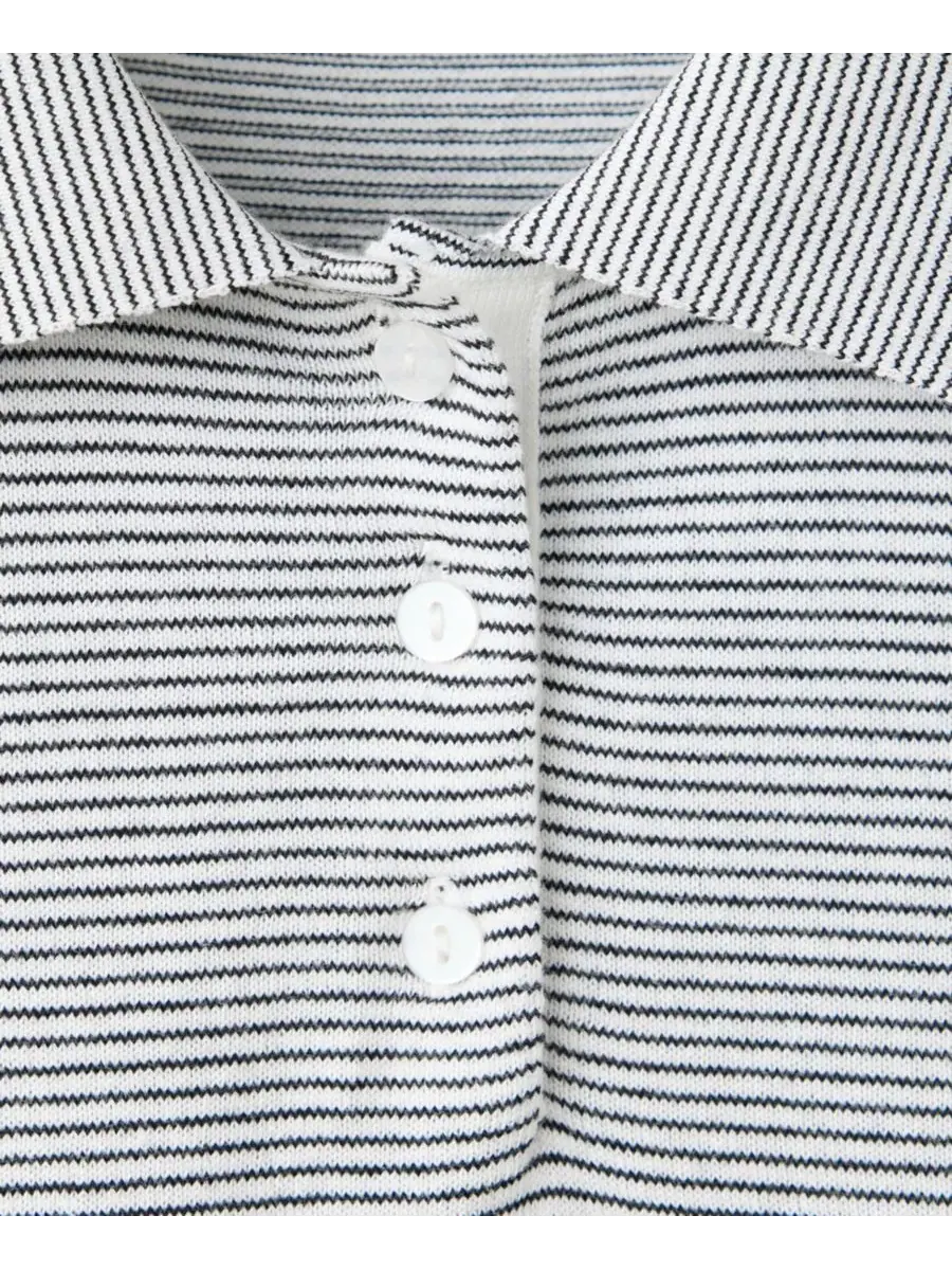 Свитер-поло женский с коротким рукавом, модель Striped Polo MANGO — изображение 7 из 7, темно-синий