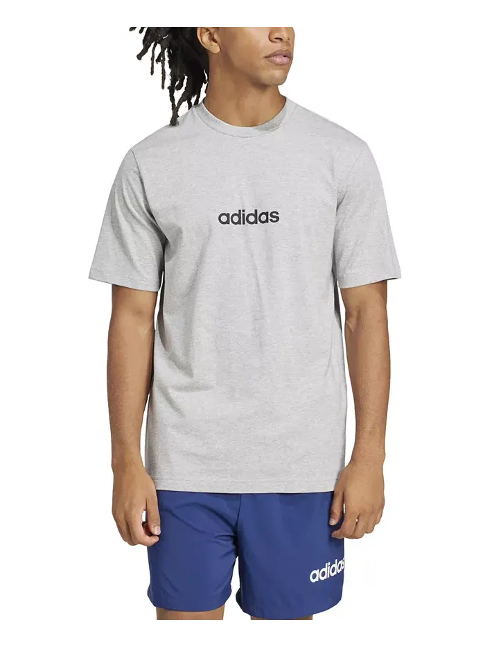 Мужская футболка Essentials Regular-Fit с линейным логотипом Adidas — изображение 1 из 2, серый