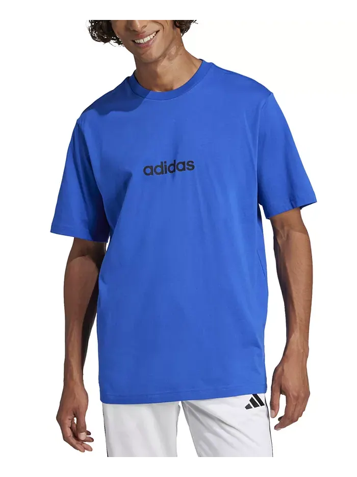 Мужская футболка Essentials Regular-Fit с линейным логотипом Adidas — изображение 1 из 2, синий