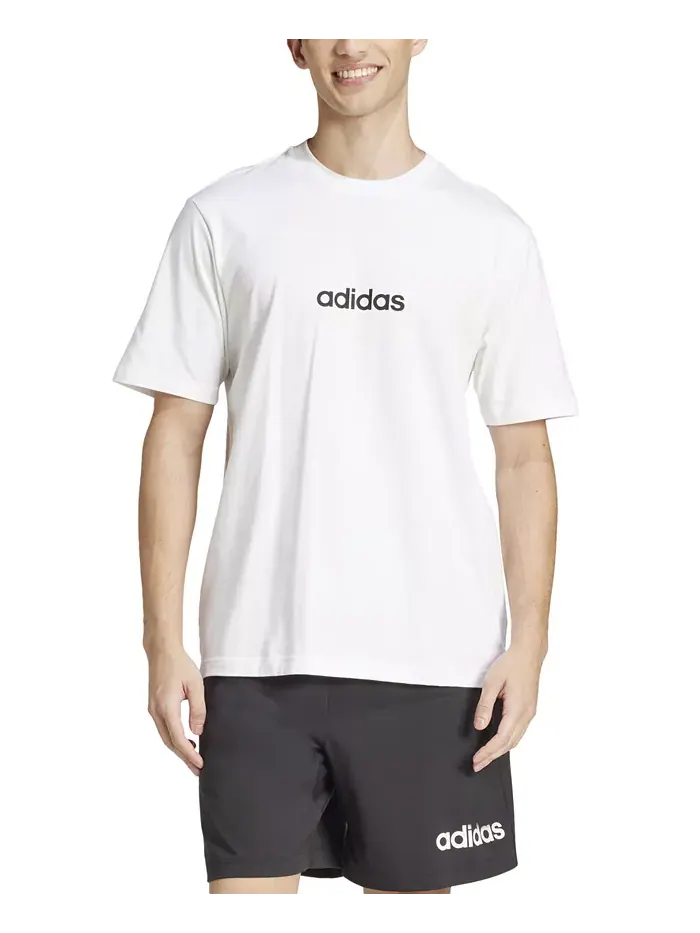 Мужская футболка Essentials Regular-Fit с линейным логотипом Adidas — изображение 1 из 2, белый