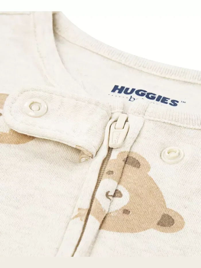 Детский комбинезон с принтом для мальчиков с закрытыми ножками Huggies — изображение 4 из 4, бежевый/бежевый