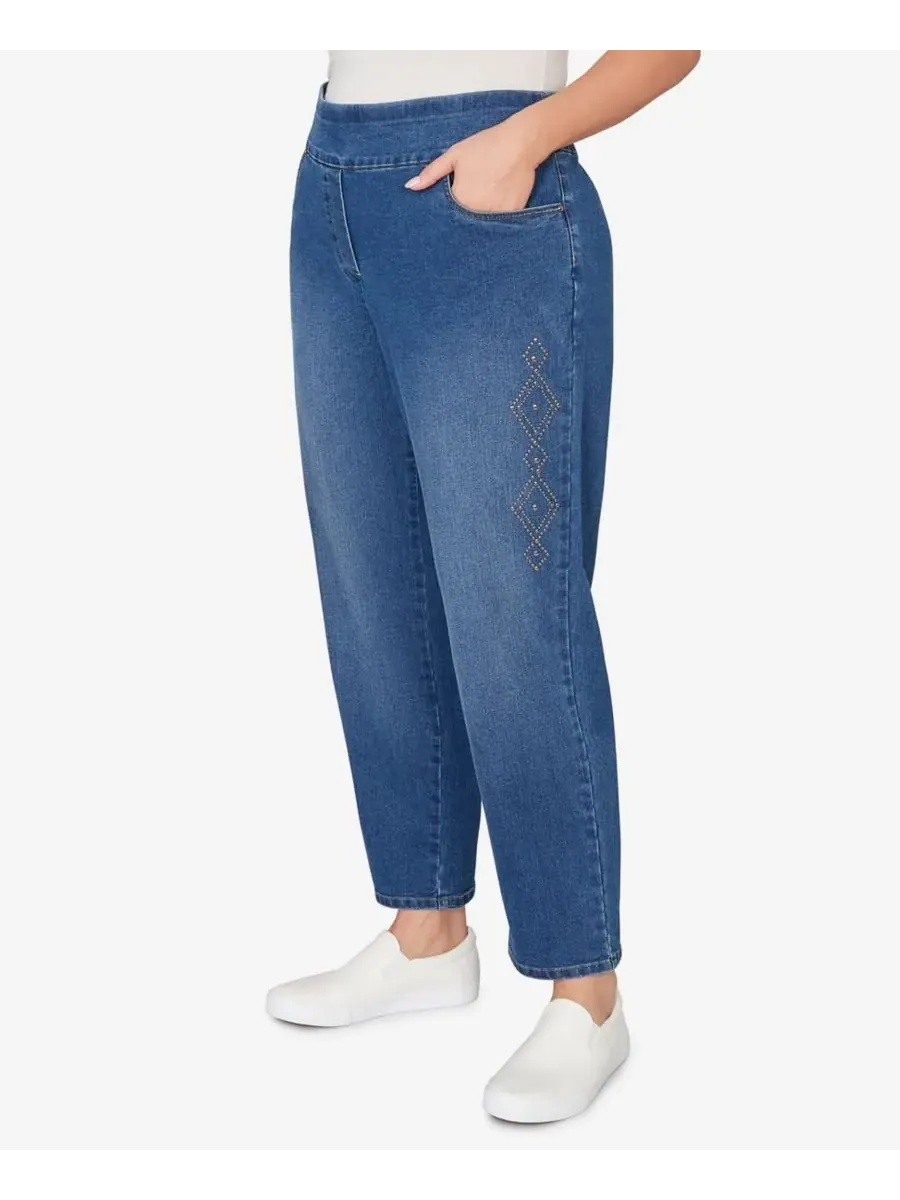 Джинсы Austin Geometric Heat Set Super Stretch Denim больших размеров Alfred Dunner — изображение 2 из 5, индиго