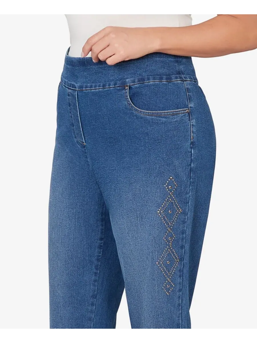 Джинсы Austin Geometric Heat Set Super Stretch Denim больших размеров Alfred Dunner — изображение 4 из 5, индиго
