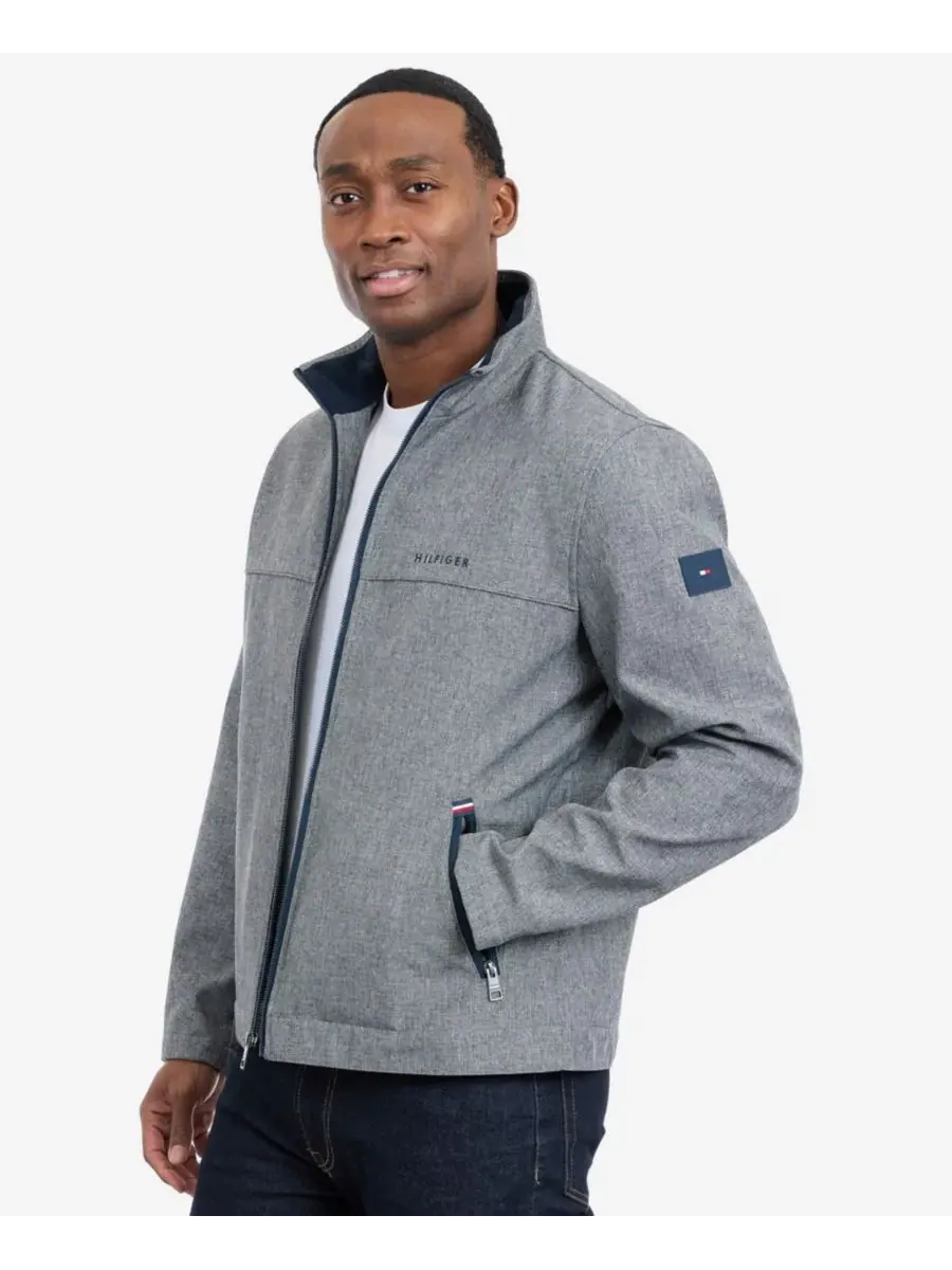 Мужская куртка-хипстер из софтшелла с длинными рукавами Tommy Hilfiger — изображение 5 из 5, серый