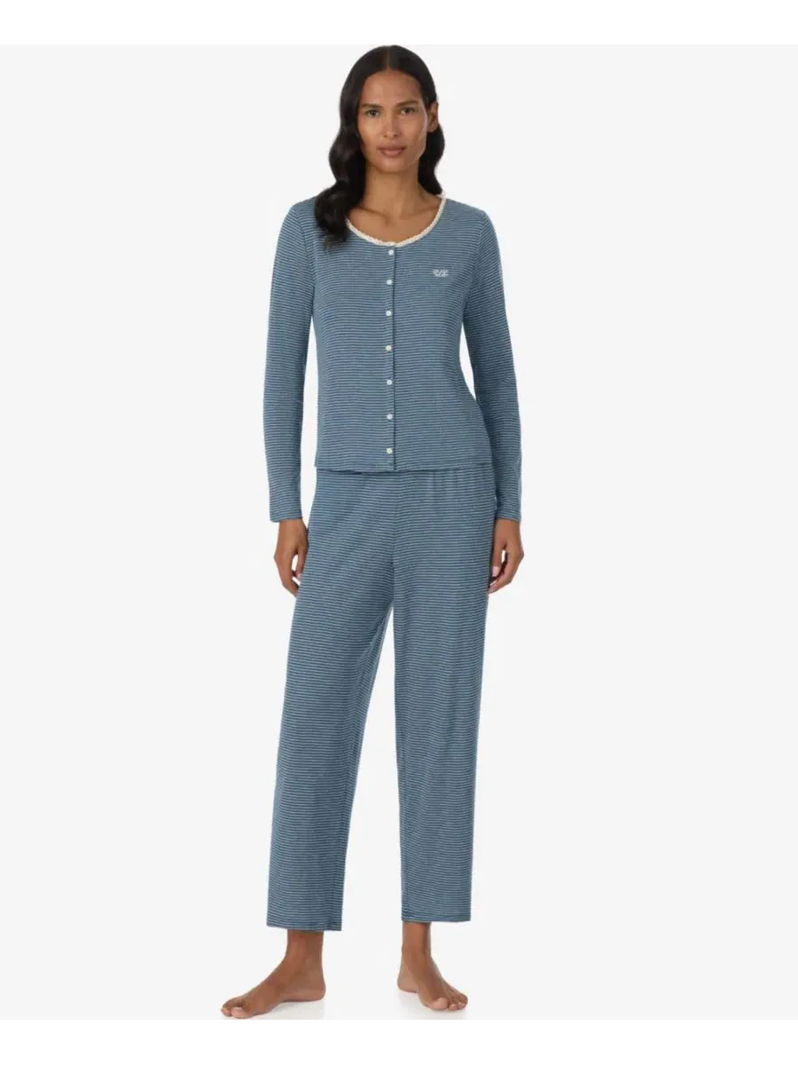 Комплект пижамы с кардиганом и брюками, с длинным рукавом, LRL Lauren Ralph Lauren
