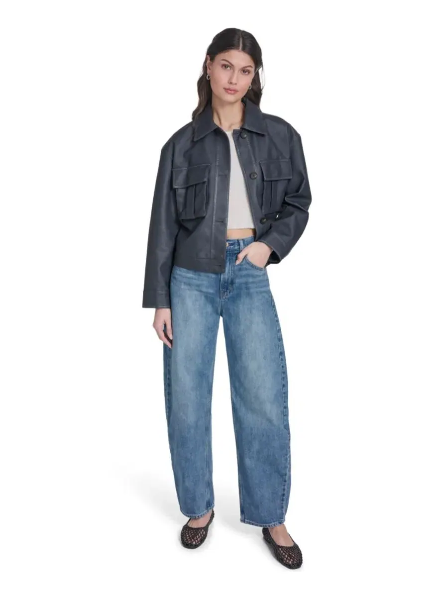 Женская куртка-рубашка из искусственной кожи с застежкой на пуговицы Levi's — изображение 2 из 5, джинсовый синий