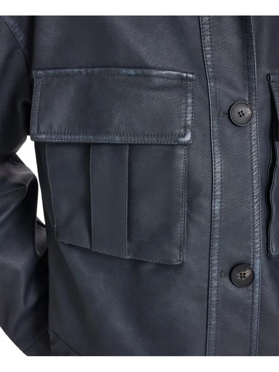 Женская куртка-рубашка из искусственной кожи с застежкой на пуговицы Levi's — изображение 4 из 5, джинсовый синий