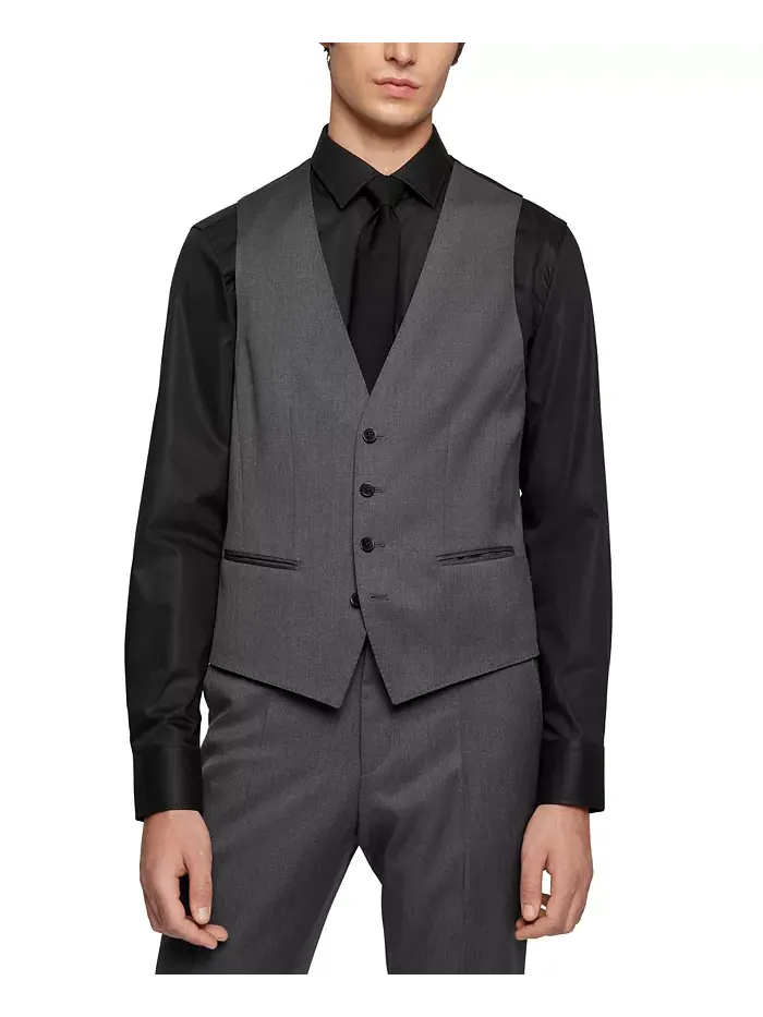 Жилет саржовый облегающий из натуральной шерсти BOSS by Men Hugo Boss