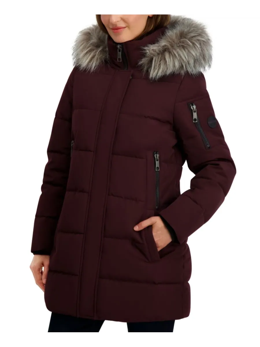 Женское пуховое пальто с капюшоном и отделкой из искусственного меха Nautica