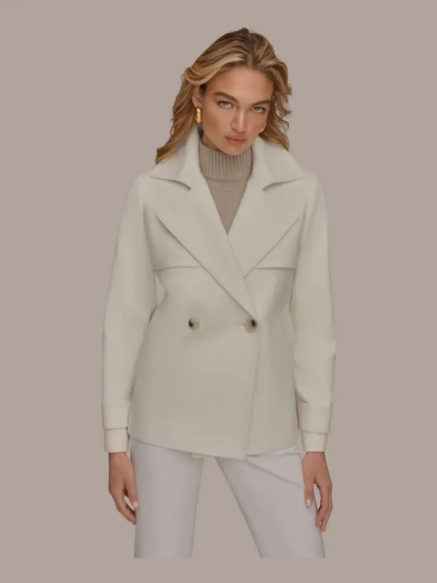 Женский короткий тренч из крепа с воротником-стойкой Donna Karan New York