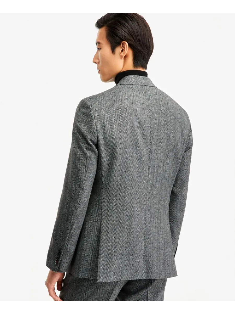 Мужской пиджак Modern-Fit Herringbone Suit Jacket Hugo Boss — изображение 2 из 4, серый