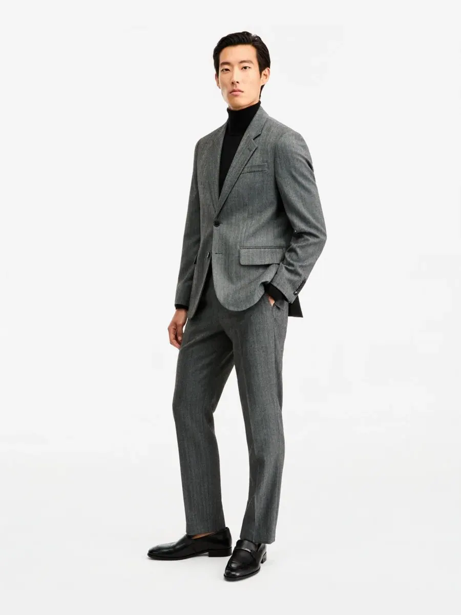 Мужской пиджак Modern-Fit Herringbone Suit Jacket Hugo Boss — изображение 4 из 4, серый