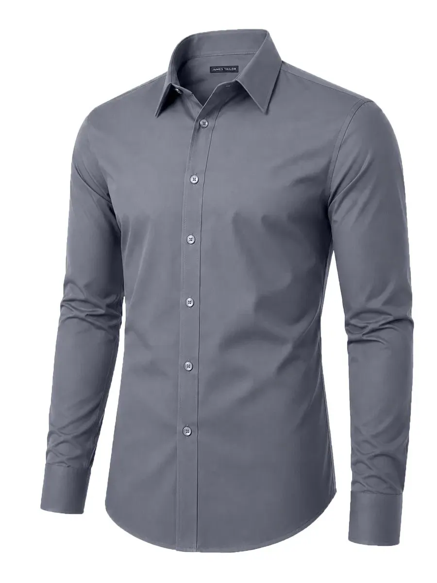 Мужская рубашка с длинным рукавом, слим-фит, stretch James Tailor
