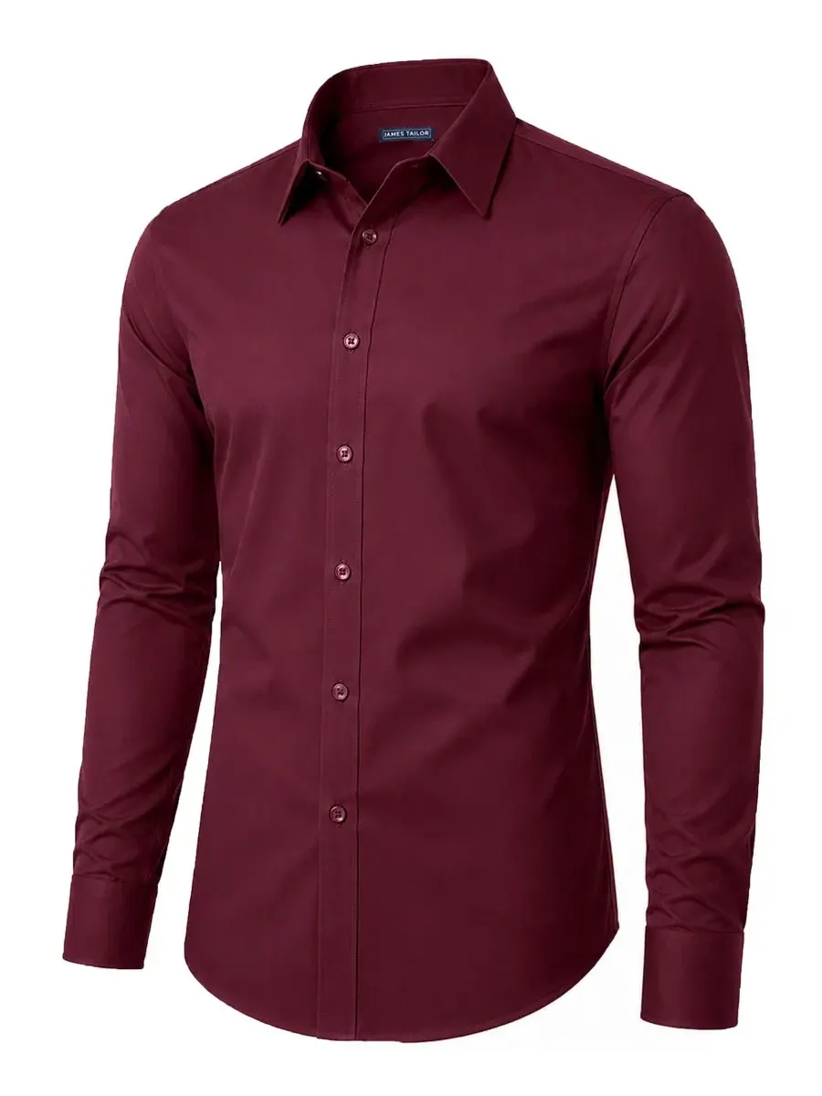 Мужская рубашка с длинным рукавом, Slim Fit James Tailor — красный