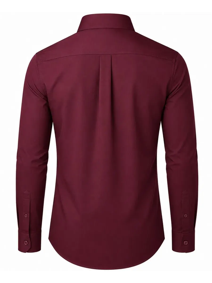 Мужская рубашка с длинным рукавом, Slim Fit James Tailor — изображение 2 из 3, бордовый