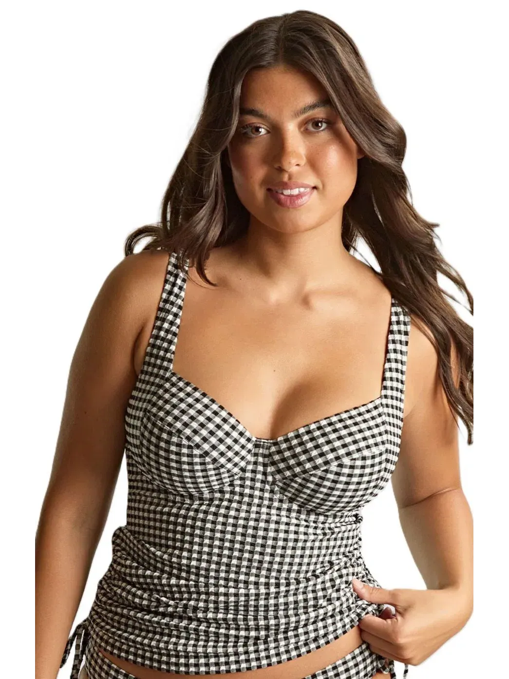 Танкини-топ с поддержкой Gingham Iris Panache Lingerie — белый