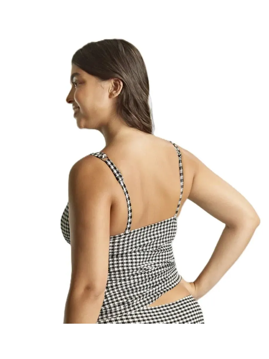 Танкини-топ с поддержкой Gingham Iris Panache Lingerie — изображение 2 из 5, черный белый