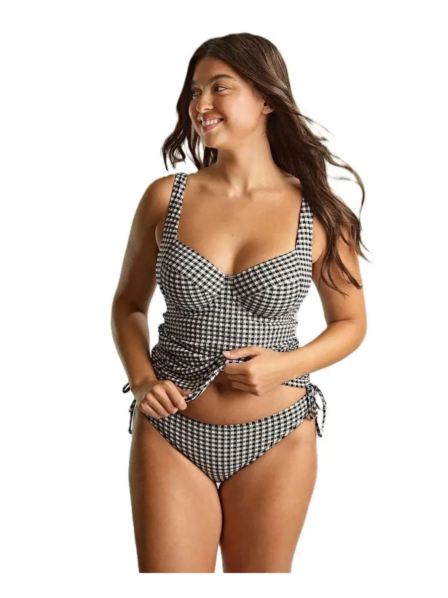 Танкини-топ с поддержкой Gingham Iris Panache Lingerie — изображение 3 из 5, черный белый
