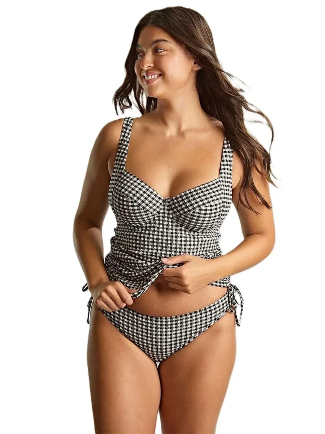 Танкини-топ с поддержкой Gingham Iris Panache Lingerie — изображение 5 из 5, черный белый