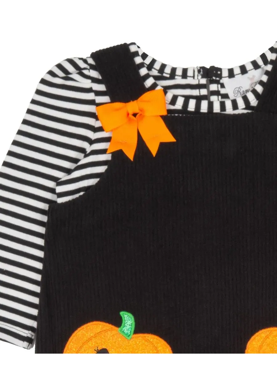Комплект из топа с длинным рукавом и сарафана с аппликацией тыквы, Pumpkin Applique Rare Editions — изображение 4 из 5